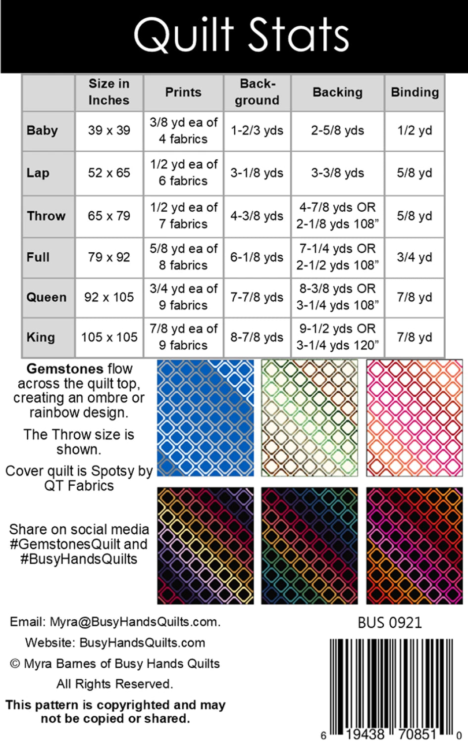 Busy Hands Quilts | Gemstones