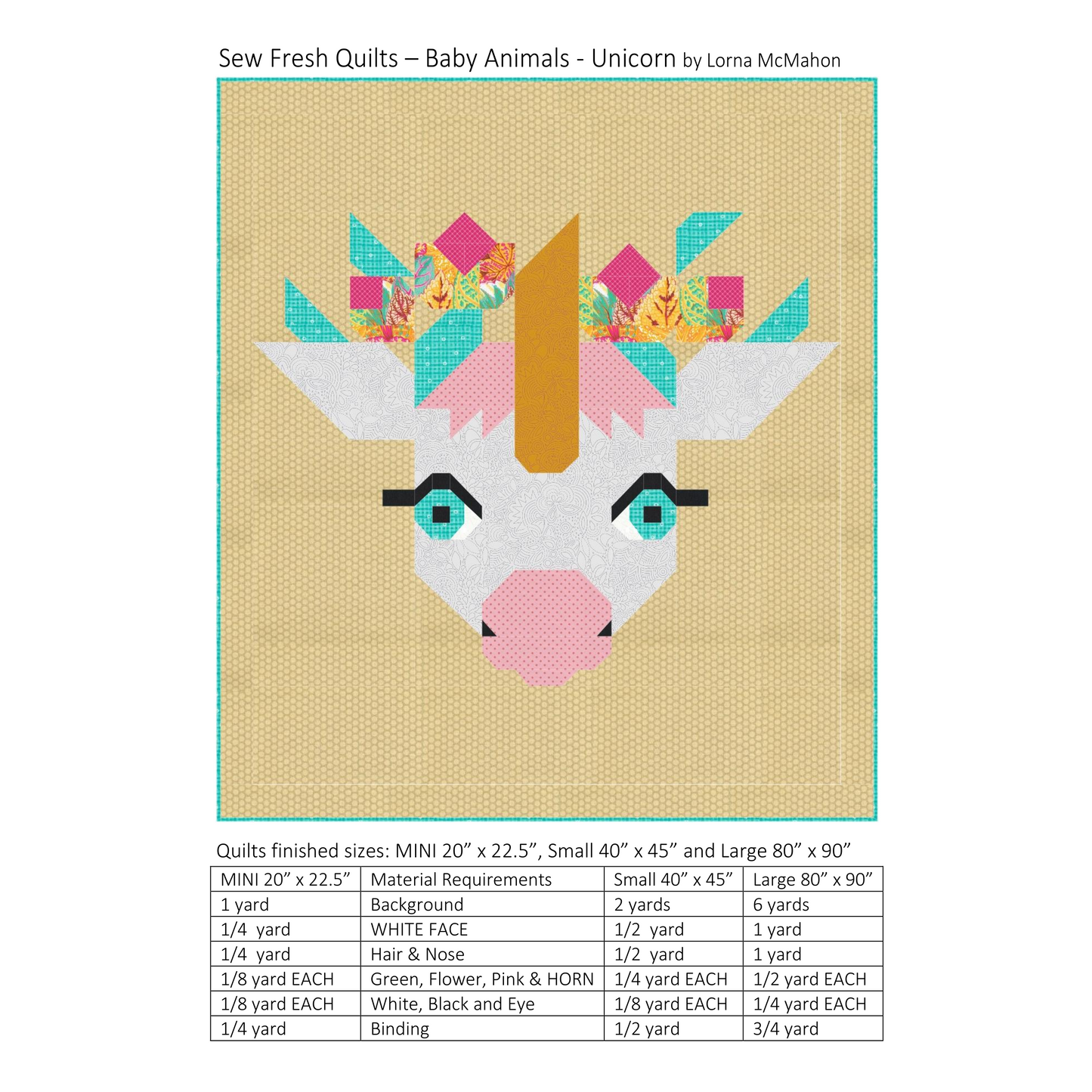 Sew Fresh Quilts | Baby Farm Animals - Unicorn