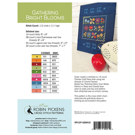 Robin Pickens | Cross Stitch Pattern | Gathering Bright Blooms