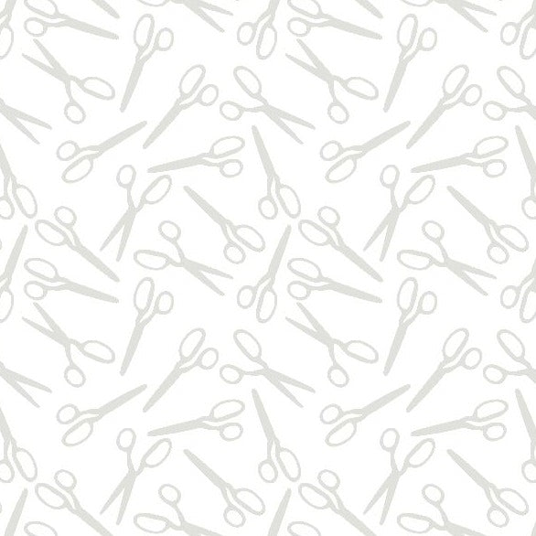 Sew Happy | White on White Scissor Toss