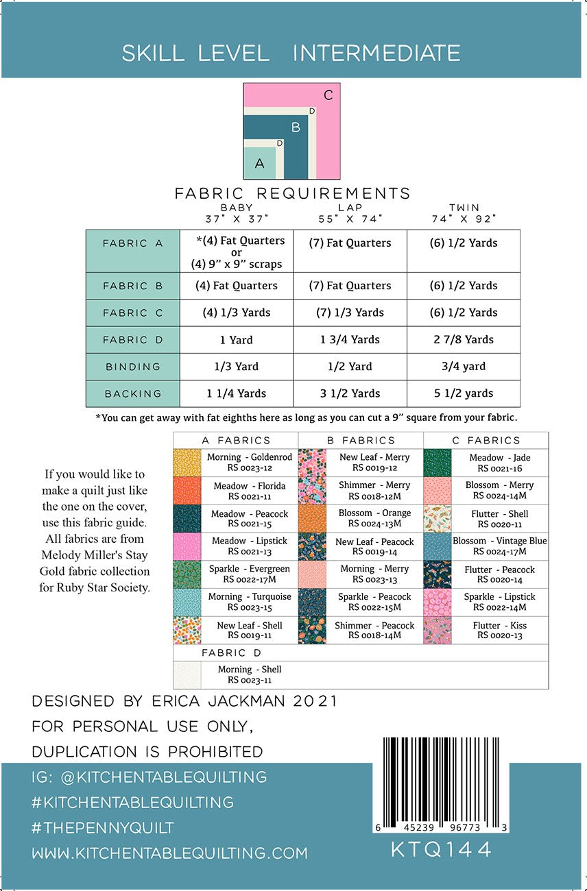 Kitchen Table Quilting - The Penny Quilt Pattern