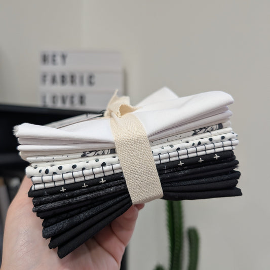 Black and White| Curated Colours Fat Quarter Stack | 12 FQ