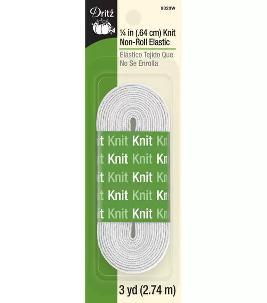 White Knit Elastic 1/4" x 3yds
