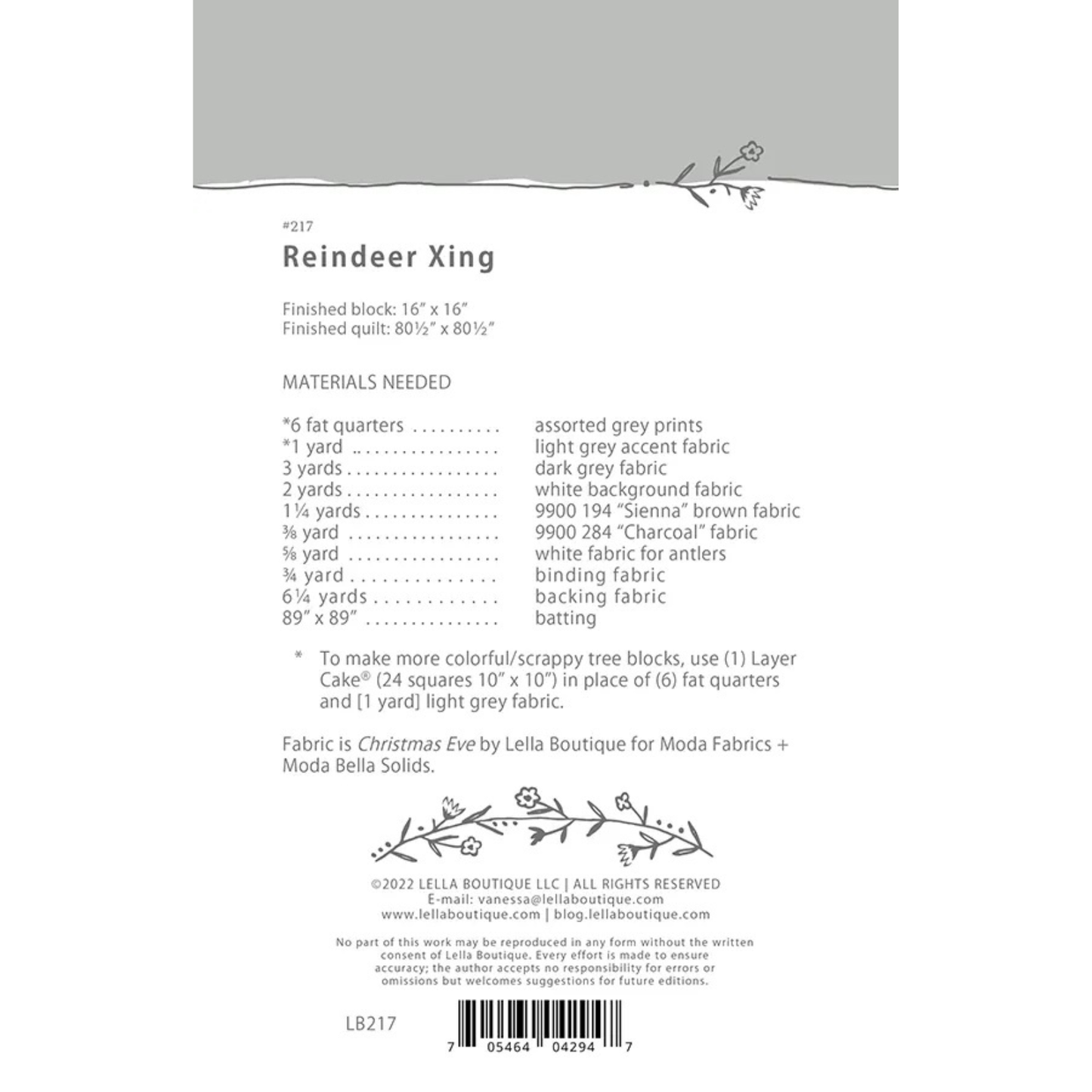 Lella Boutique Patterns | Reindeer Xing