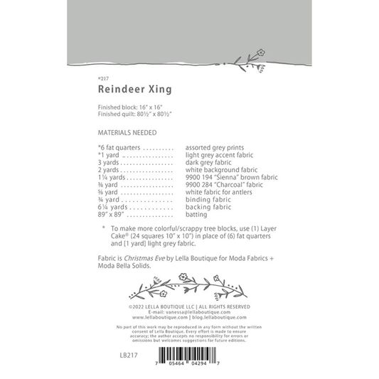 Lella Boutique Patterns | Reindeer Xing