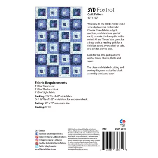 Material Girlfriends | 3YD Quilt Pattern | Foxtrot