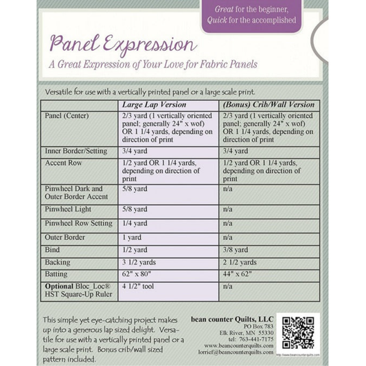 Bean Counter Quilts | Panel Quilt Pattern | Panel Expression