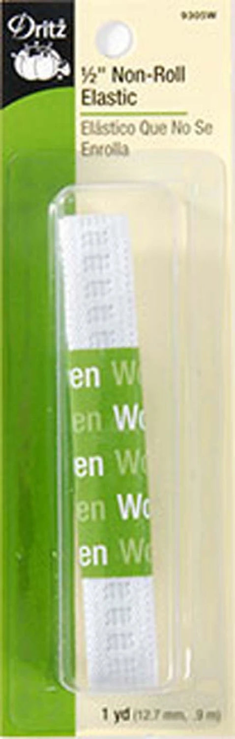 White Non-Roll Elastic 1/2" x 36"