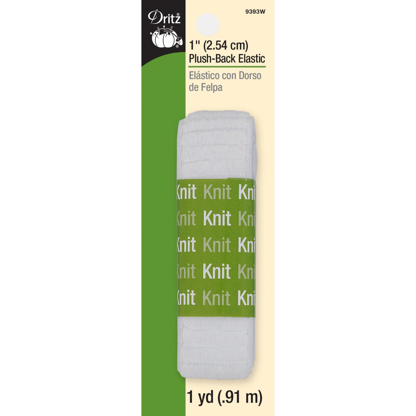 White Plush-Back Knit Elastic 1" x 36"