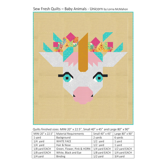 Sew Fresh Quilts | Baby Farm Animals - Unicorn