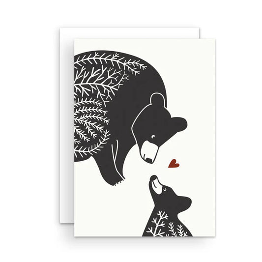 Greeting Card | Black Bears Heart