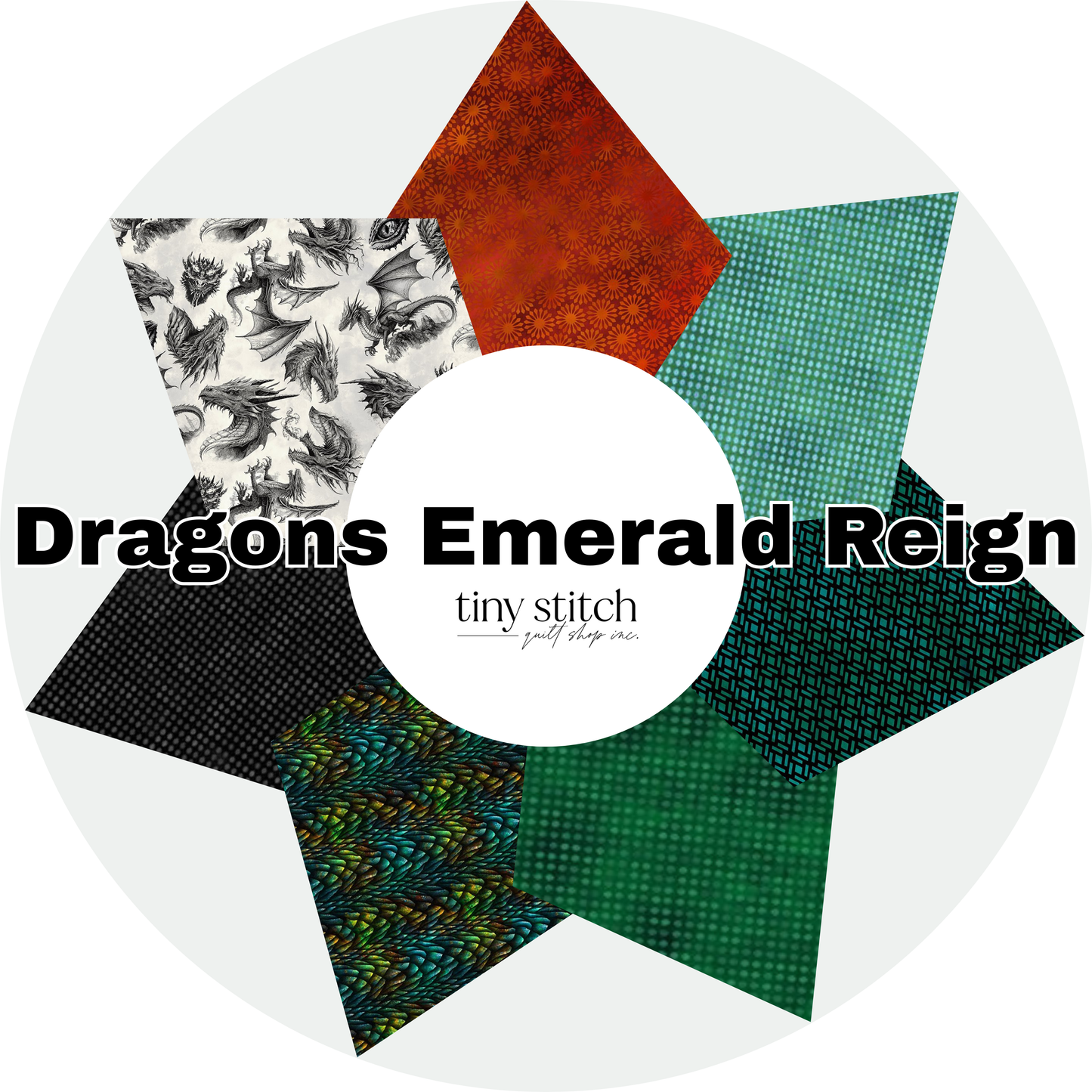 Dragons Emerald Reign Fat Quarter Stack | 7 FQ