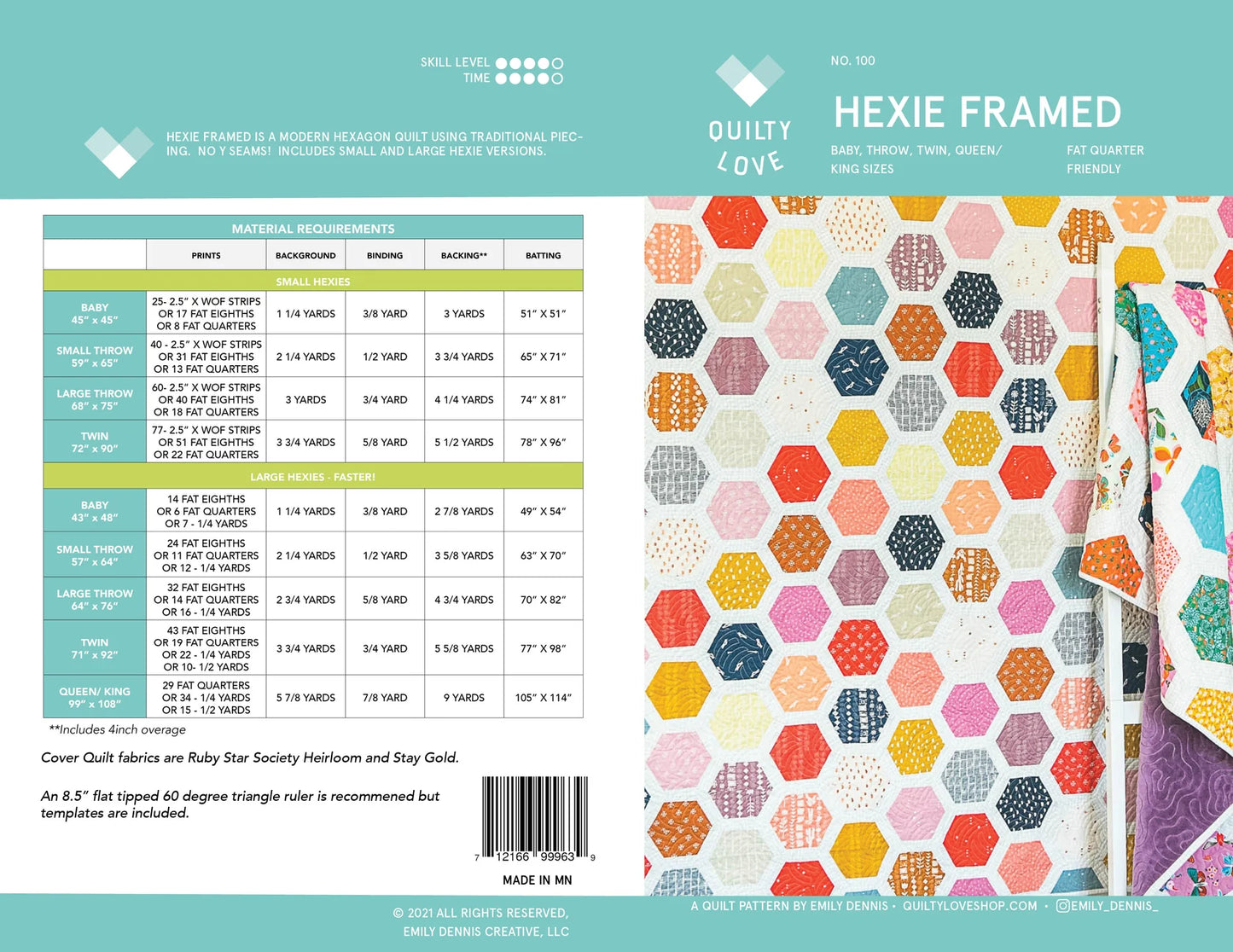 Quilty Love | Hexie Framed Quilt Pattern