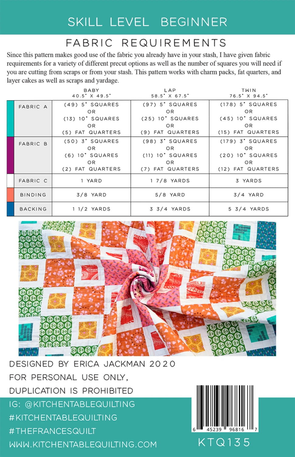 Kitchen Table Quilting | The Francis Quilt