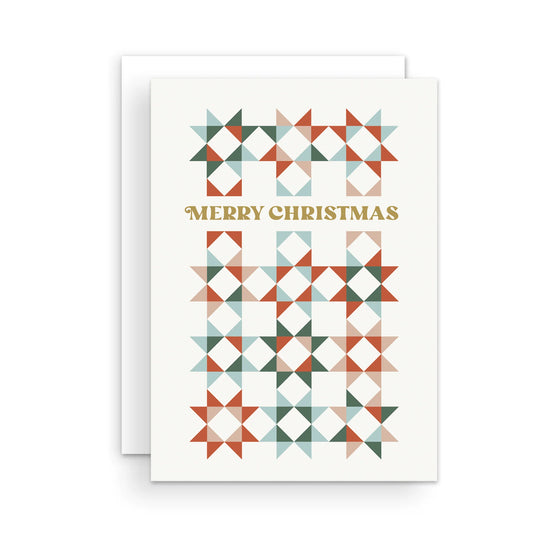 Greeting Card | Merry Christmas Quilt Stars
