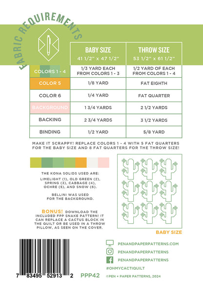 Pen + Paper Patterns | Oh My Cacti Quilt