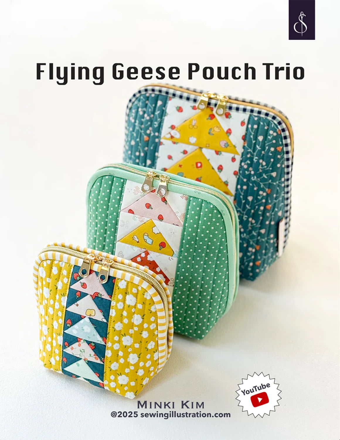 Sewing Illustration | Flying Geese Pouch Trio