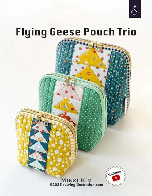 Sewing Illustration | Flying Geese Pouch Trio