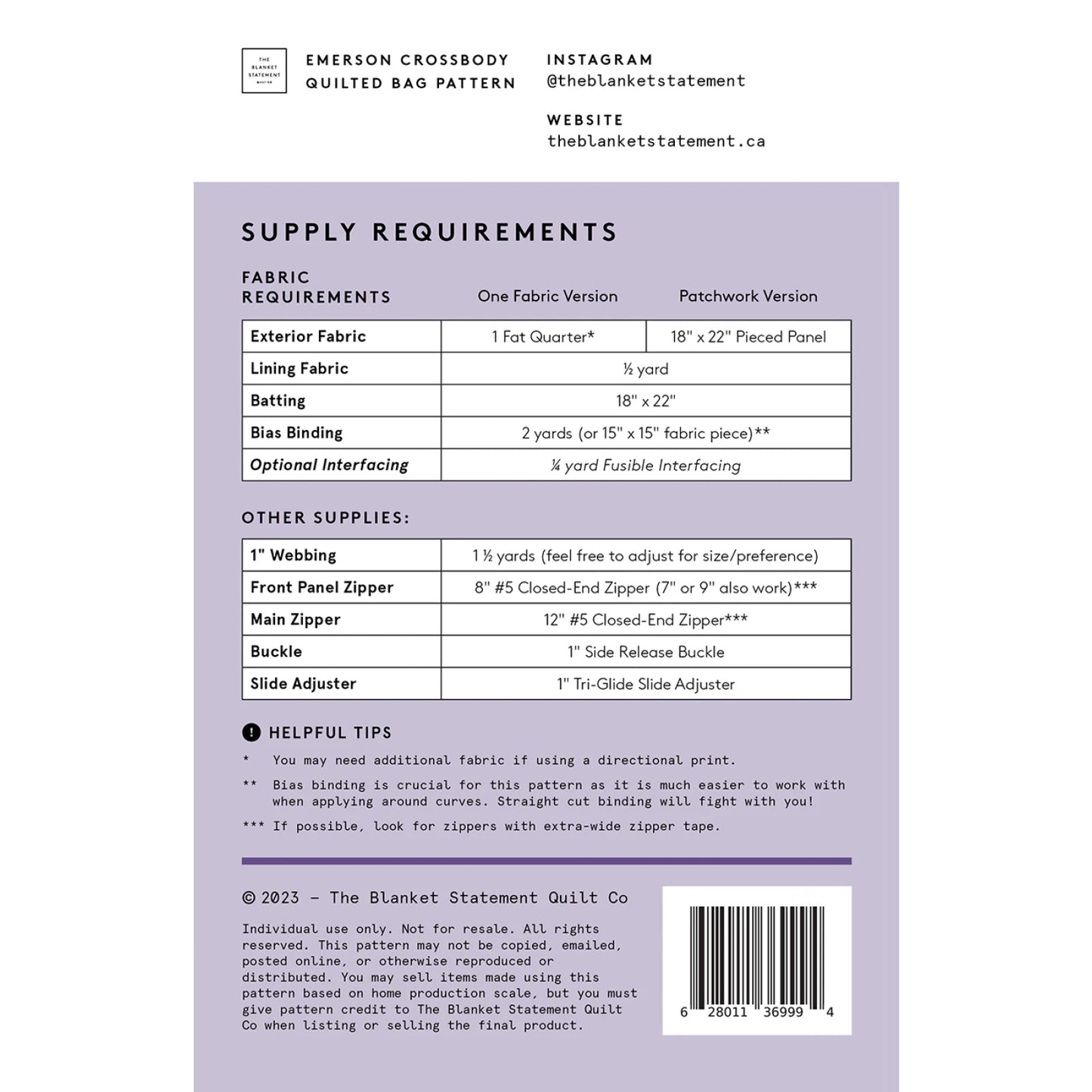 The Blanket Statement | Emerson Crossbody Quilted Bag Pattern