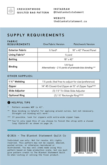 The Blanket Statement | Crescentwood Quilted Bag