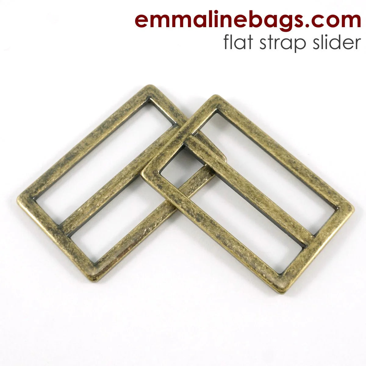 Flat 1½" Strap Sliders | 2pk Antique Brass