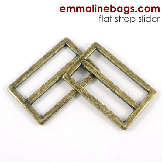 Flat 1½" Strap Sliders | 2pk Antique Brass