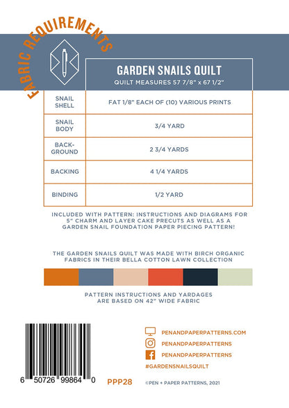Pen & Paper Patterns | Garden Snails Quilt