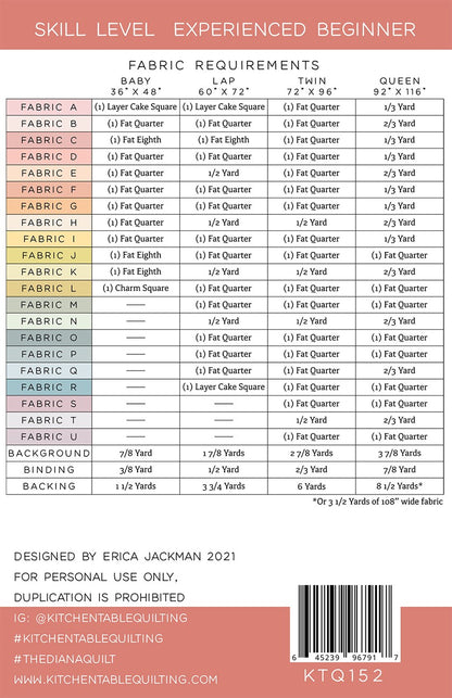 Kitchen Table Quilting - The Diana Quilt Pattern